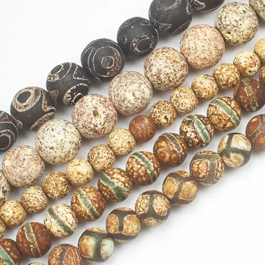 

Vintage Tibet Dzi Agate Round Beads 8-12mm ,For Jewelry making, can mixed wholesale