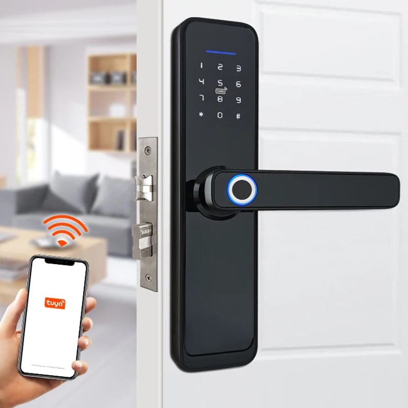 

Tuya Wifi Fingerprint Lock Digital Smart Lock Security home and hotel Smart Door Lock Electronic Password ,RFID Card unlock
