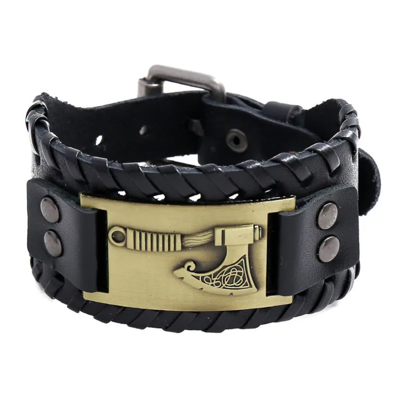 Мужские украшения Tailsman Axe амулет ручной браслет Викинг панк широкий из