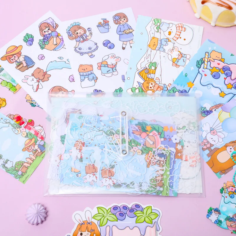 

Cute Girl DIY Hand Account Material Paper 4 Kinds Of Carp Material Package Deer Jam Fruit Tea Series Message Decoration Sticker