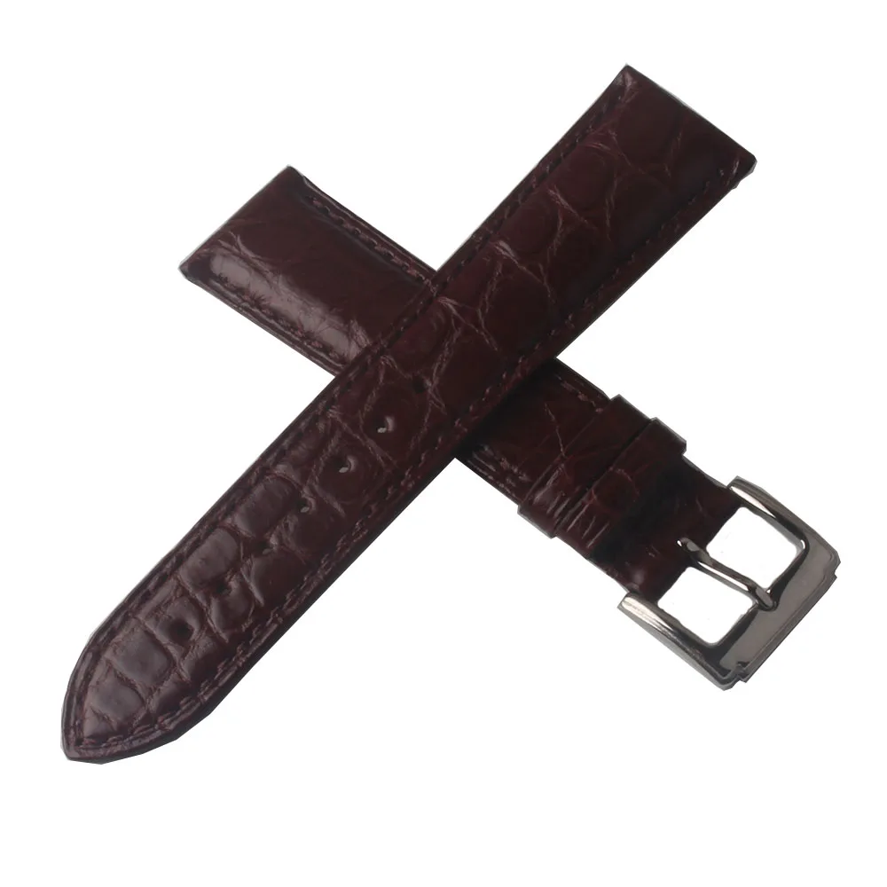 Ремешок из натуральной кожи для мужских часов браслет с черной крокодиловой