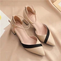 2022 women shoes summer sandal high heel for party classic black pu leather night club pumps
