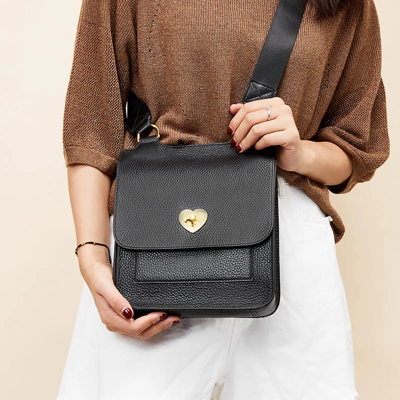 

LILEN кожаная сумка женская новая дизайнерская маленькие сумочки-почтальонки черная Повседневная модная сумка на плечо фирменная дизайнерск...
