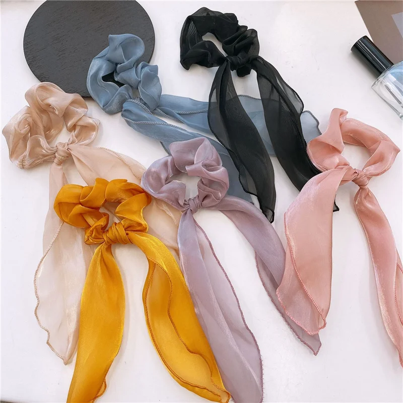 

2021 Super Fairy Fashion Hair Tie Long Floating Hair Band Hair Rope Bowknot Flower Rubber Band Ponytail Hair Headdress