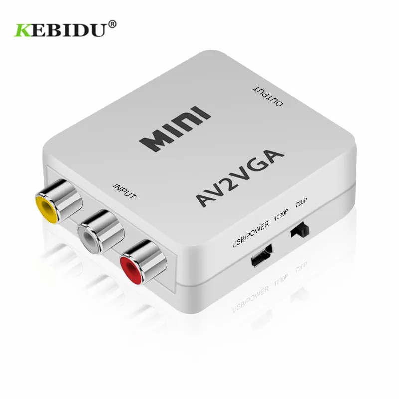 Мини конвертер KEBIDU HD VGA в AV адаптер с 3 5 мм аудио для ПК ТВ компьютер телевизор топ