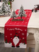 2021 cross border new embroidery faceless elderly table runner snowflake tablecloth creative european christmas coffee table dec