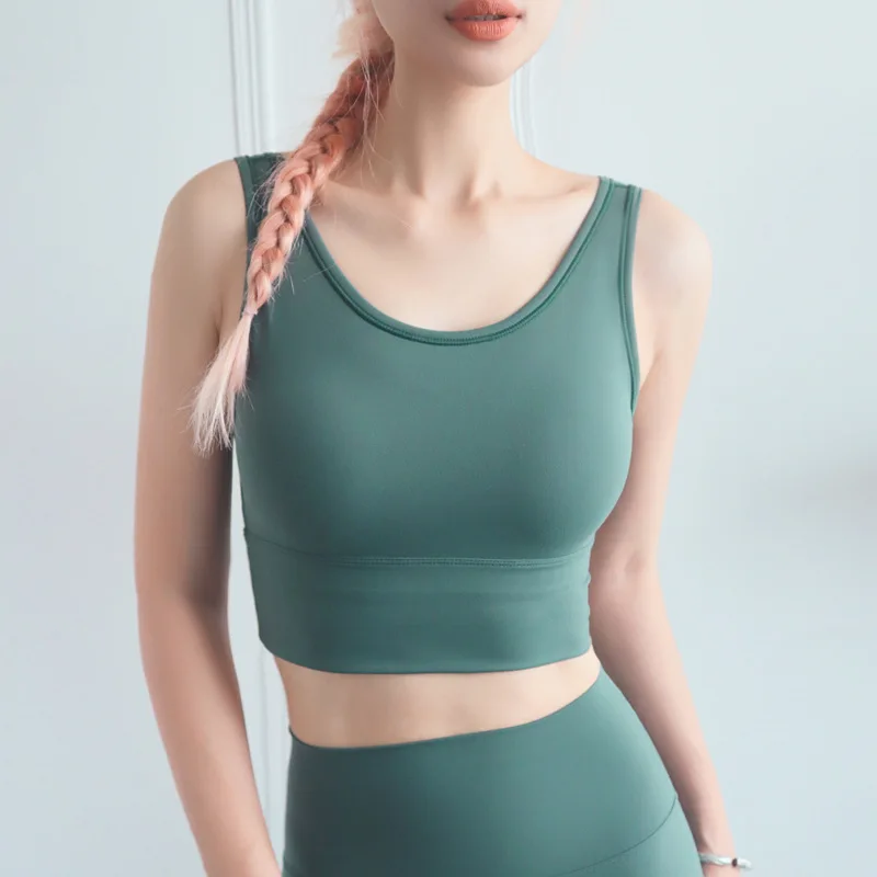 

Full-wrapped Fashion Vest-style Sports Bra, Deep U Beauty Back Shockproof Gathered Fitness Underwear Tops for Women Sports Bras