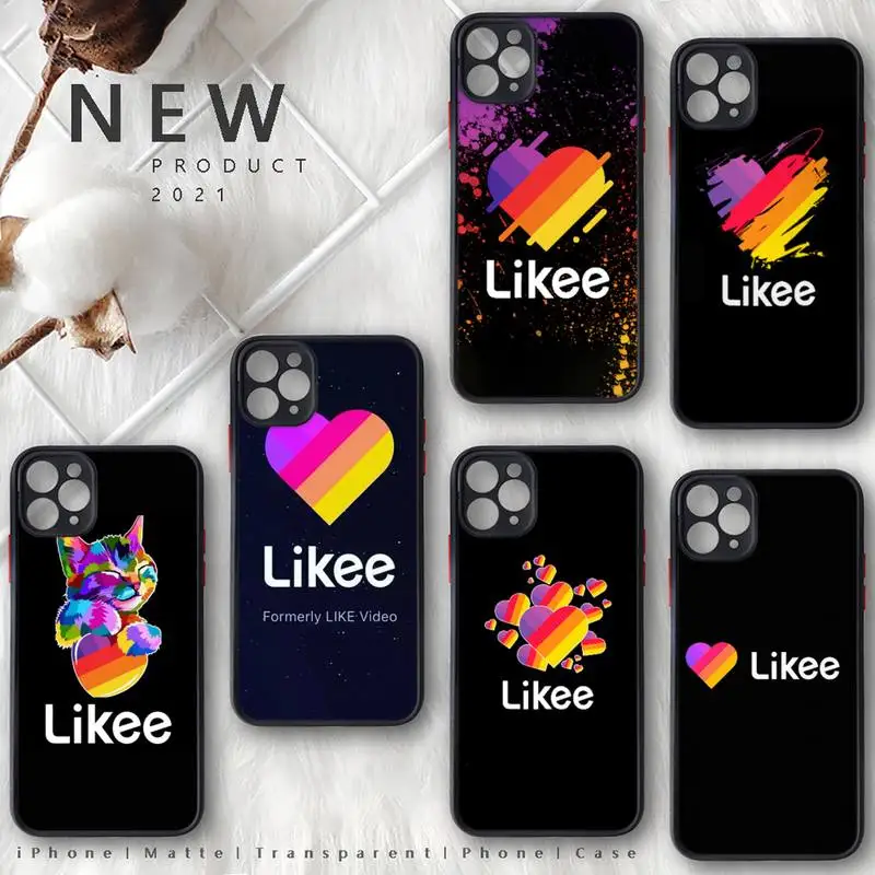 

Likee Funny cat bear love heart Phone Case Matte Transparent for iphone 11 12 pro mini XS XR X max 7 8 plus TPU Mobile bags