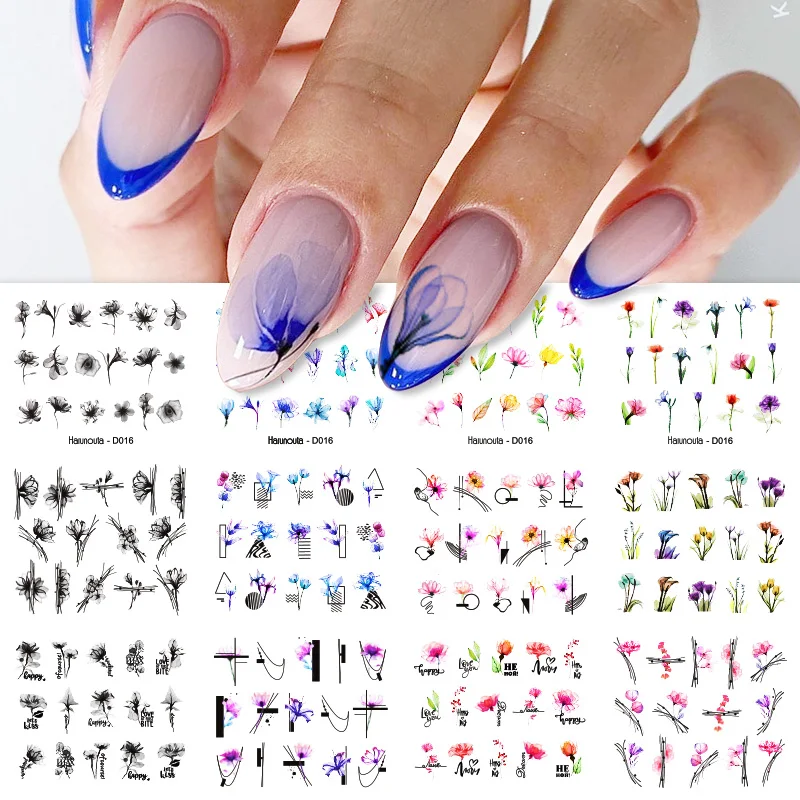 

12pcs Sunflower Maple leaf Nail Stickers Sliders For Manicure Christmas Tree Nail Art Water Decals Transfer Foil Autumn Tips