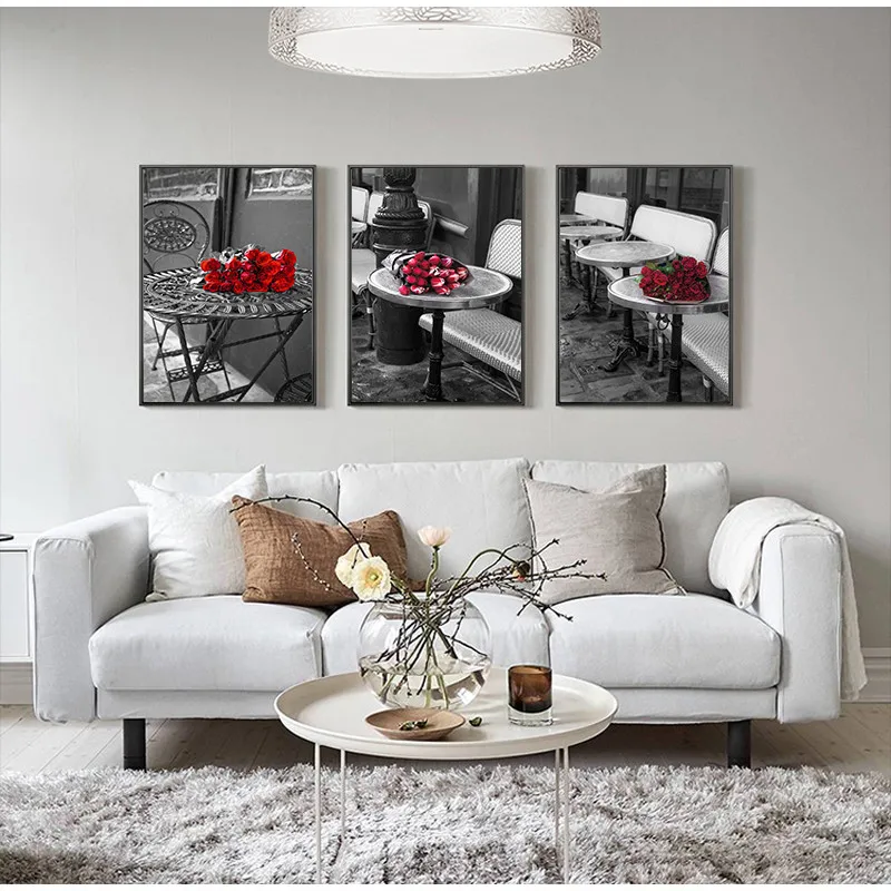 Красная роза цветок холст живопись пейзаж башня фотография стены для гостиной