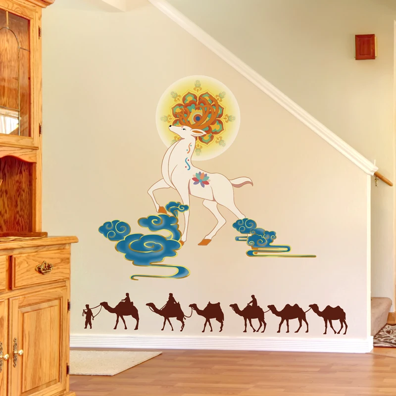 

Бытовой творческий белый олень в облаках наклейки на стену дома Декор в гостиную подросток эстетическое настенные постеры на искусство