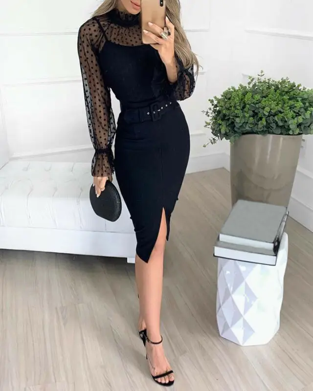 Летнее платье на бретельках черное средней длины женское облегающее без рукавов