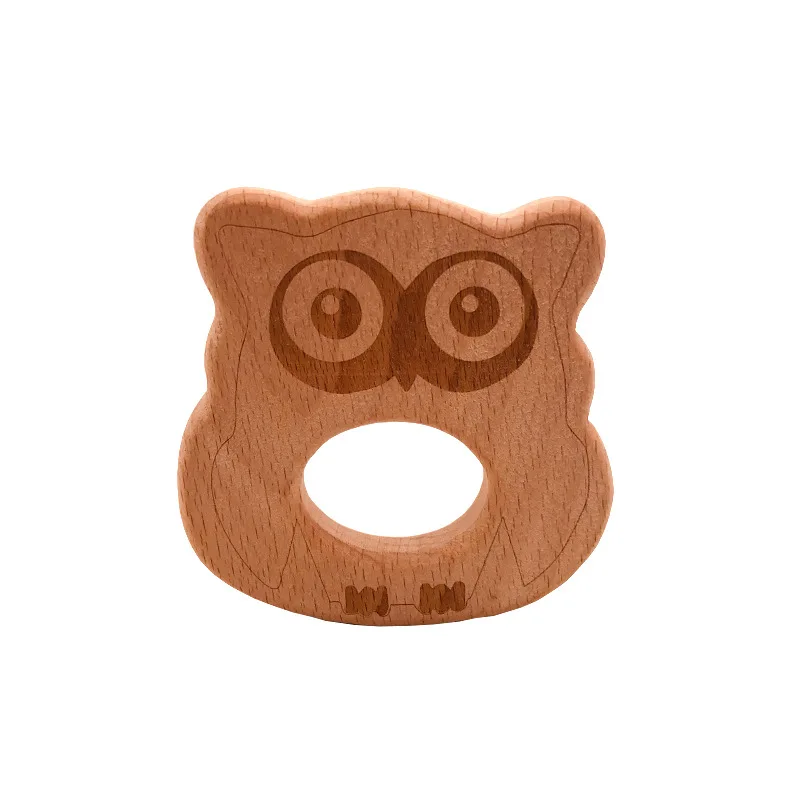 1pcs Infant Baby Teether Beech Wood Teethers Animal Shape Wood Baby Toy Teething Accessories Kid Teething Pendant Nursing Holder