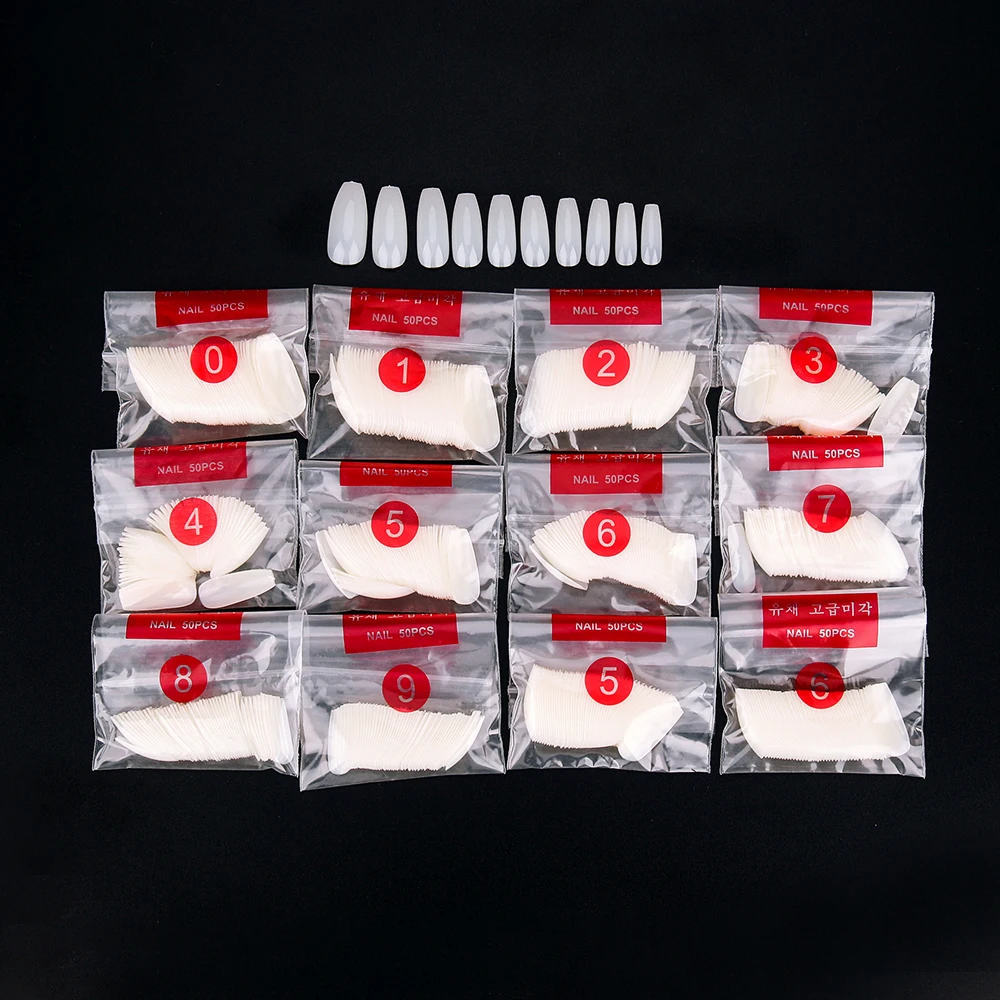 

600pcs/Pack Fake nails accessories Clear/Natural/white Fake Nail Art Tips for nails Ballerina Full Cover Manicure
