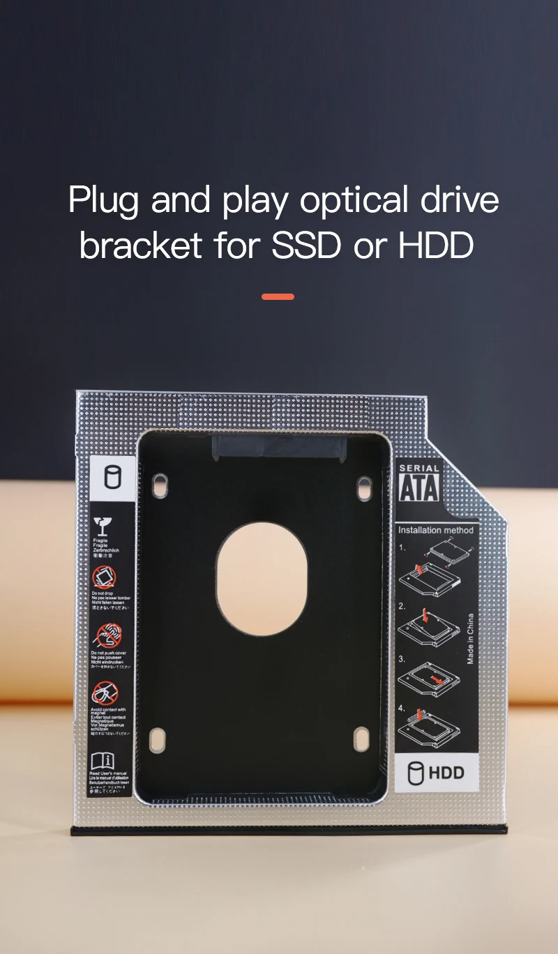 UTHAI T01 CD-ROM Drive to SSD Hard Disk Bracket Laptop Internal Enclosure 2.5 inch SATA I II III HDD Drive 12.7mm SATA3 Adapter