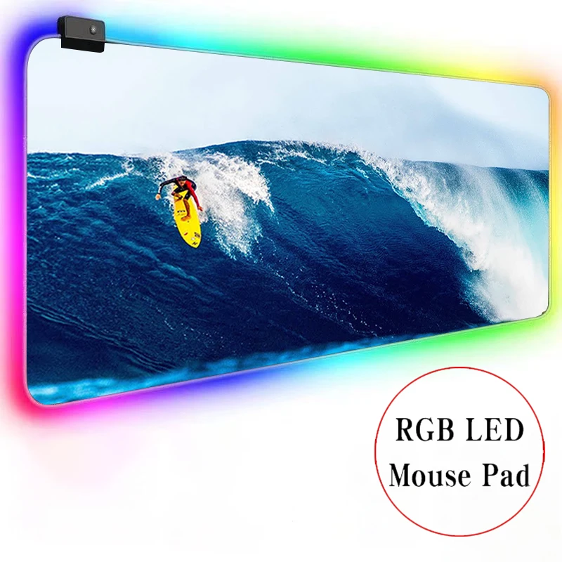 

Surfing 40x90cm DIY Gaming Large Anime Mousepad RGB Computer Mouse Pad Gamer Mause Pad LED Backlit Mat Keyboard Desk Mat