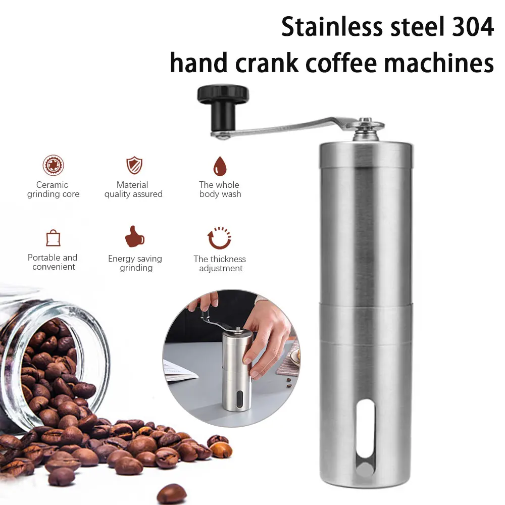 

Ручная мини-кофемолка из нержавеющей стали 304, портативные кофемолки для зерен, мельница для дома, кухонные принадлежности, аксессуары