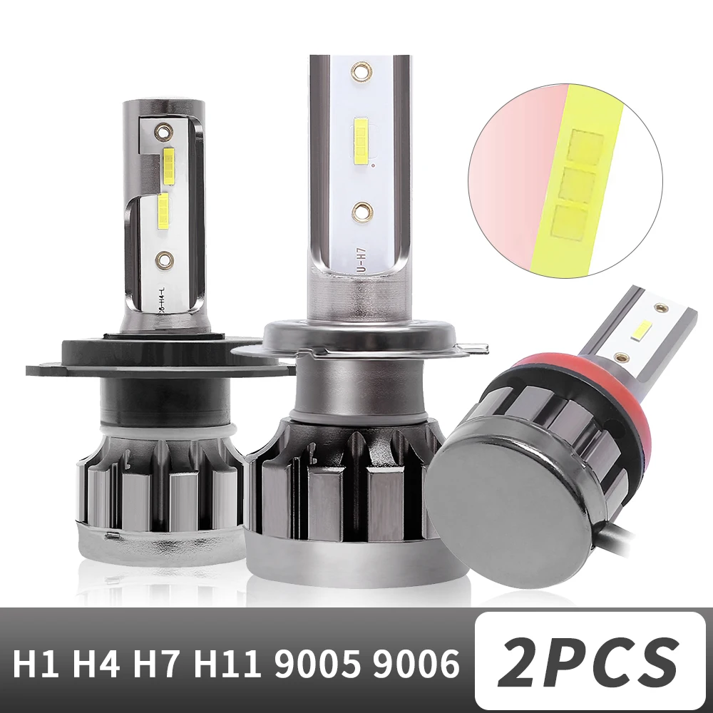 Мини светодиодный H1 H3 H4 H7 H11 9005 9006 1860 CSP чип лампочки Canbus автомобильных фар 72 Вт 10000LM