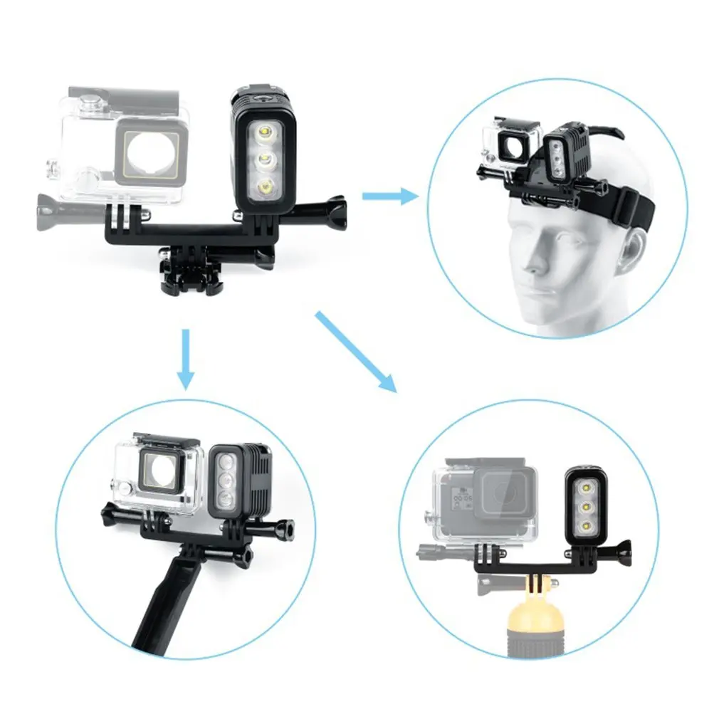30 Meters Underwater Waterproof Diving LED LED Light Spot Lamp for GoPro Hero 5 4 3+ 3 Sport Cameras