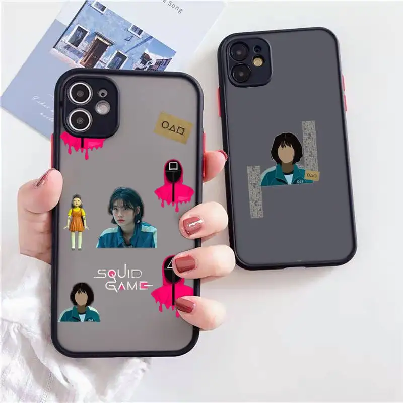 

Round Six TV Squid Game Phone Case Matte Transparent for iPhone 7 8 11 12 s mini pro X XS XR MAX Plus Clear mobile bag
