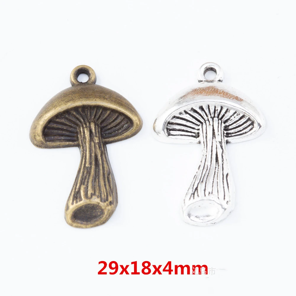 

50pc Mushroom Charms Antique Silver Plated Fungus Pendant for DIY Bracelets Necklace Jewelry Making Craft Mushroom Charm 29*18mm