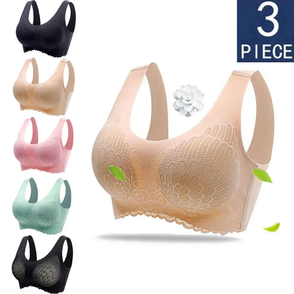 

Бюстгальтер женский латексный, бесшовный, 3 шт., размера плюс