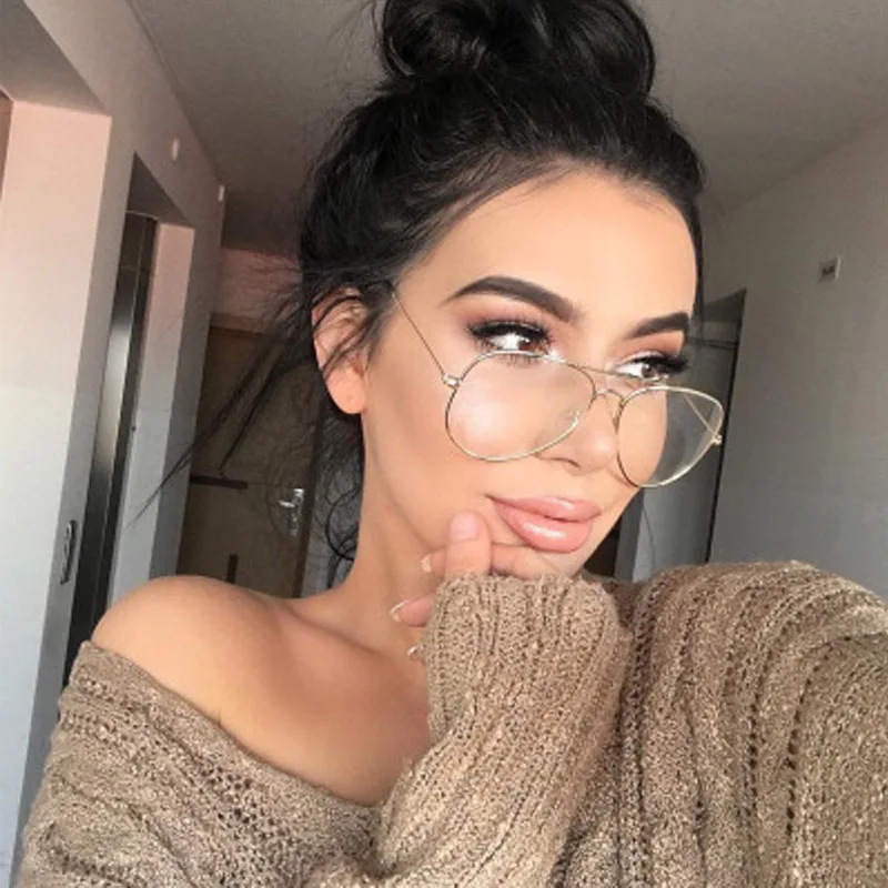 

Hot Classic Clear Glasses Gold Frame Vintage Glasses Women Men Optical Aviation Eyeglasses Transparent Clear Oculos