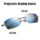 Очки для чтения без оправы для мужчин и женщин, прогрессивные бифокальные с защитой от сисветильник, пресбиопические с диоптриями