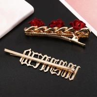 fashion gold alloy hairpin geometric letter metal hairpin rose flower bride hairpin cute hairpin headdress lady hair accessories