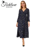 autumn and summer dress women black floral print sashes slim fitted stand up collar buttons long sleeve a line elegant dress