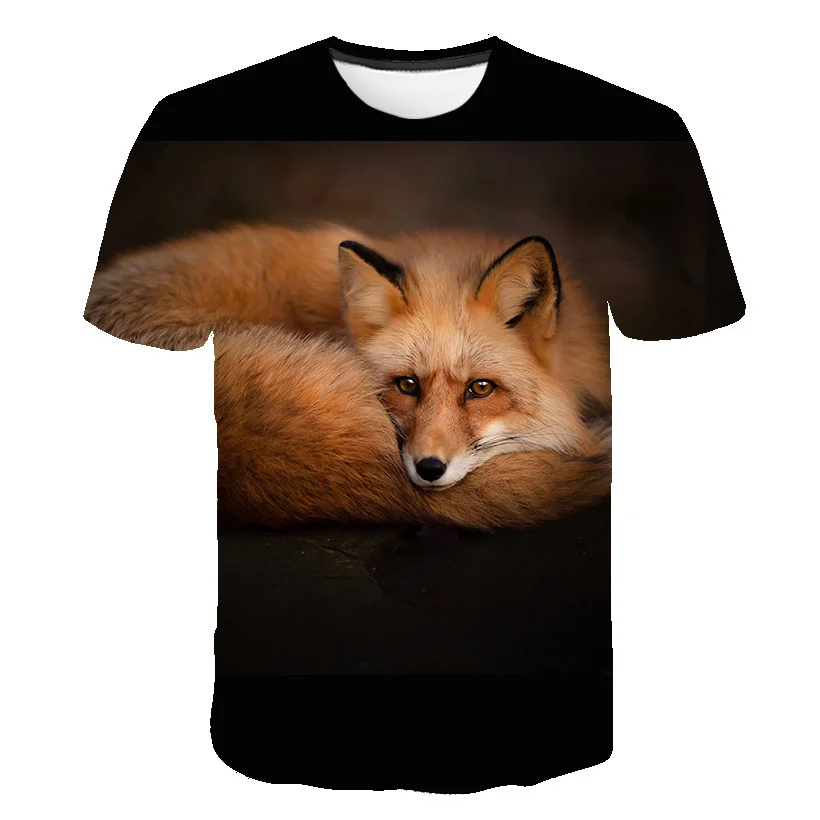 

2021 New 3D T Shirt Print Fashion Men Women Tshirt Fox Sweatshirt Short Sleeve Hip Hop Cool Streetwear Tops Mens Clothes Animal