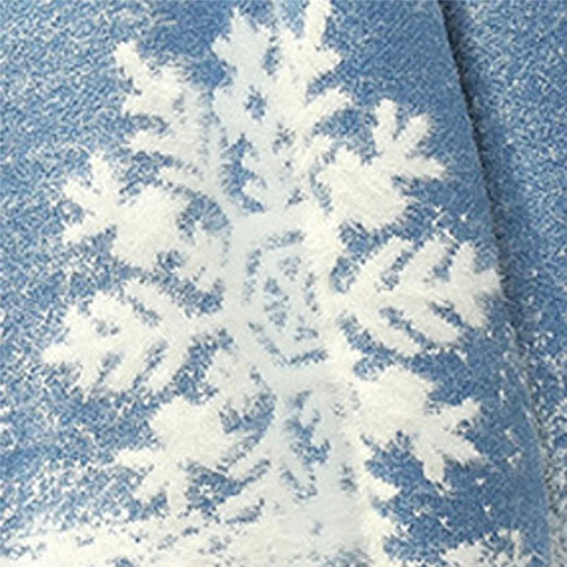 Рождественский женский зимний свитер со снежинками толстый вязаный пуловер с