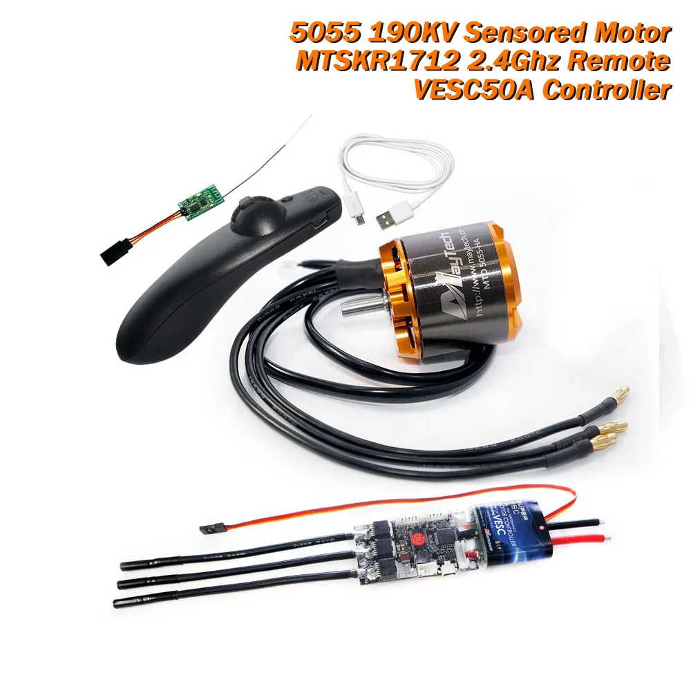 

Maytech 50A VESC Controller 5055 190KV Motor with Hall Sensor 2.4GHZ PWM Hand Remote Kit for Skateboard Motorized Longboard