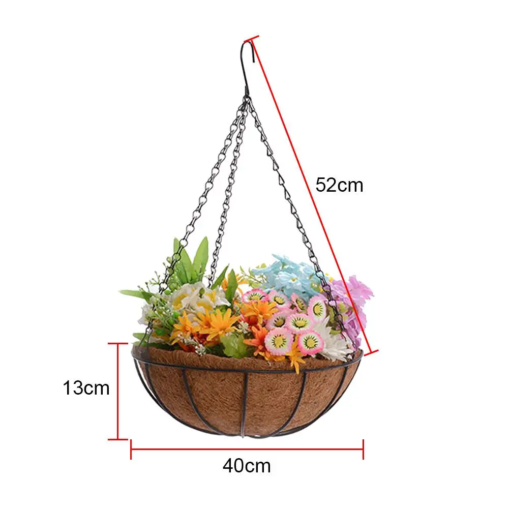 

Hanging Coconut Vegetable Flower Pot Basket Plant Bracket Planter Holder Iron Art Garden Flower Pots for Home Garden Decoration