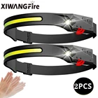 Пересылка 2 шт COB сенсорные фары USB светодиодный заряжаемая СВЕТОДИОДНАЯ головная лампа фонарь для кемпинга рыбалки прожсветильник