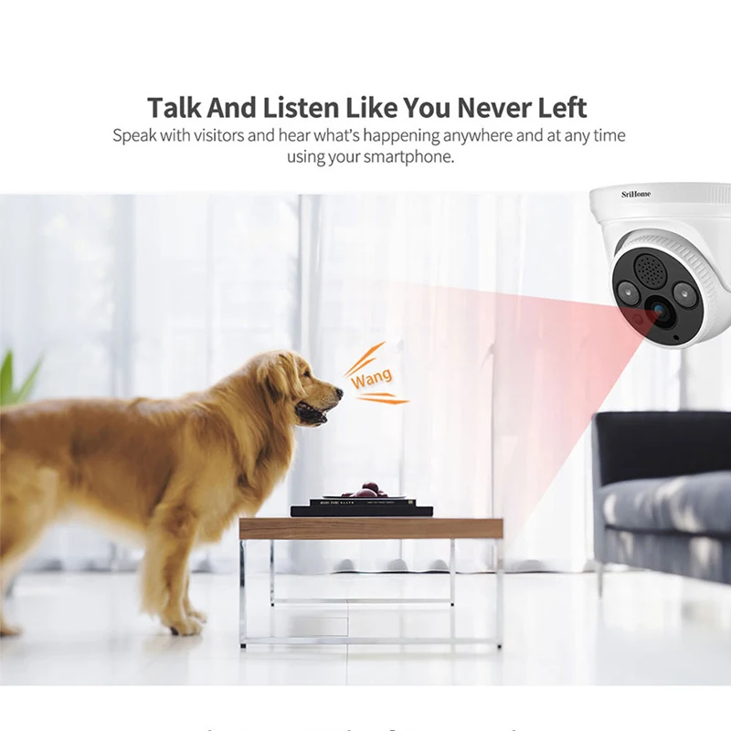 Srihome SH030 3MP HD 1296P Onvif Беспроводная ip камера Интерком 3X Цифровой зум датчик движения