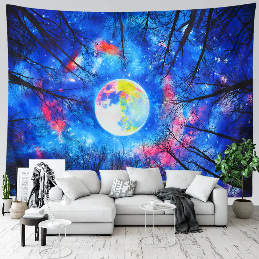 

SepYue Wall Tapestry Wall Hanging Psychedelic Tapestries Tree Moon Hippie Wall Art Room Decor Boho Decoration Background Cloth
