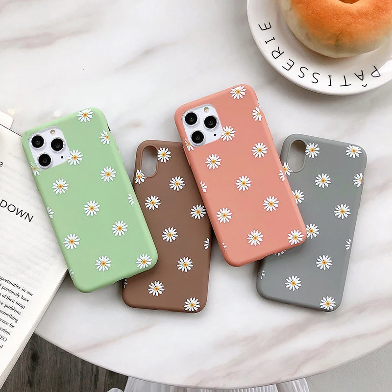 Fashion Floral Phone Case For iPhone 13 12 11 14 Pro Max 12 Mini 7 8 Plus 6 6s XS Max X XR 5 5S SE20 Candy Color Soft TPU Cover