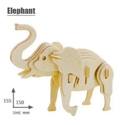 Elephant 1 шт. деревянное Животное Головоломка 3d трёхмерная головоломка-пазл игрушки для детей diy Ручная работа собака свинья лошадь головоломки Животные головоломки в виде насекомых игрушки - Цвет: Elephant