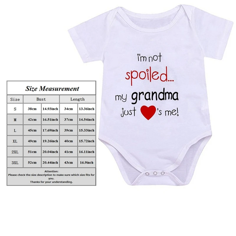 

Baby Boys Girls Bodysuit I'm Not Spoiled My Grandma Just Love Me Newborn Playsuits Clothes Kids Cute Bodysuits 0-24 M