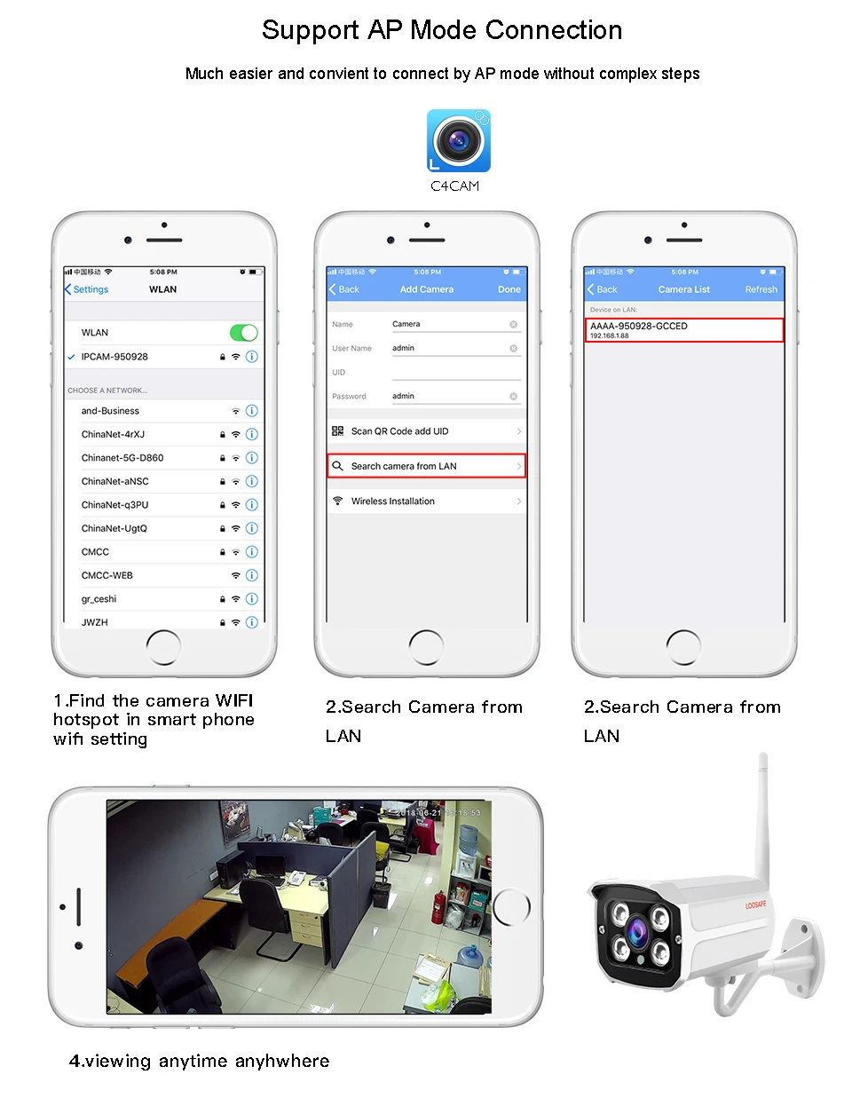LOOSAFE, 1080 P, Wifi, ip-камера для домашней безопасности, пуля, для улицы, цветной, день и ночь, режим AP, водонепроницаемая, Onvif, камера видеонаблюдения