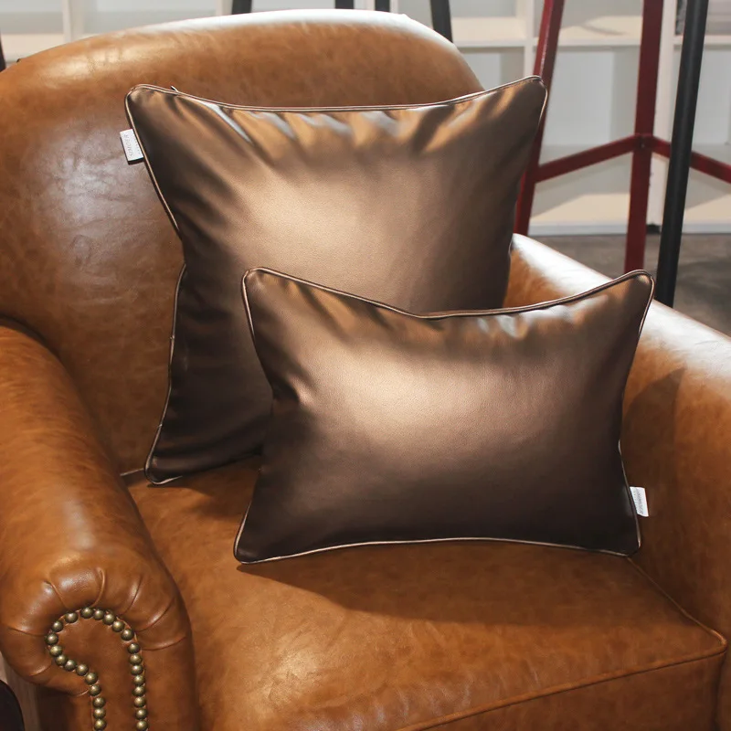 Однотонные кожаные чехлы на Подголовники для дивана 6 цветов декор гостиной