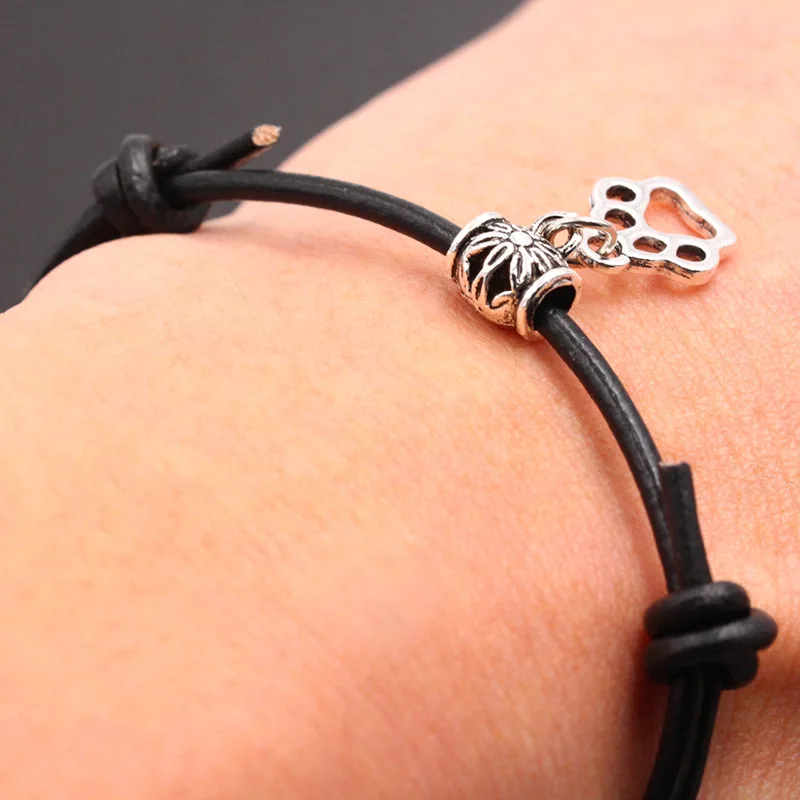 

2020 New 10 Colors Genuine Leather Bracelet Anklet Diy Handmade Jesus Love Fish Pendant Charm Bracelet for Women Fashion Jewelry