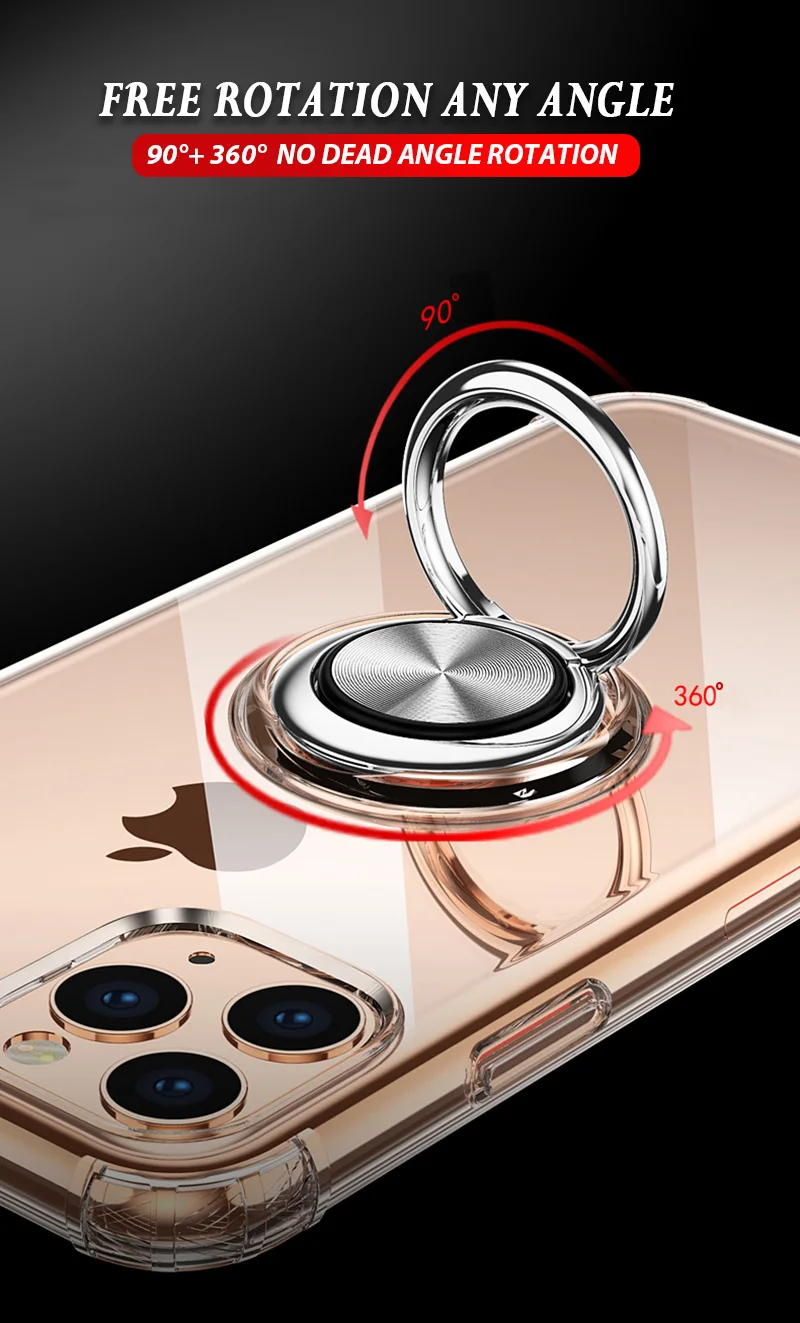 XSDTS Прозрачный 3D противоударный чехол для iPhone 11 Pro XS Max X XR 8 7 6 6S Plus держатель с магнитным креплением автомобильная подставка для стенда чехол Капа