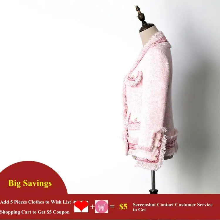 Женская твидовая куртка с кисточками и люрексом v-образный вырез осенняя