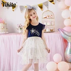 VIKITAкружевное многослойное платье для девочек; Сетчатое платье принцессы для дня рождения; Платье с расклешенными рукавами для девочек; Детское летнее платье; Vestidos