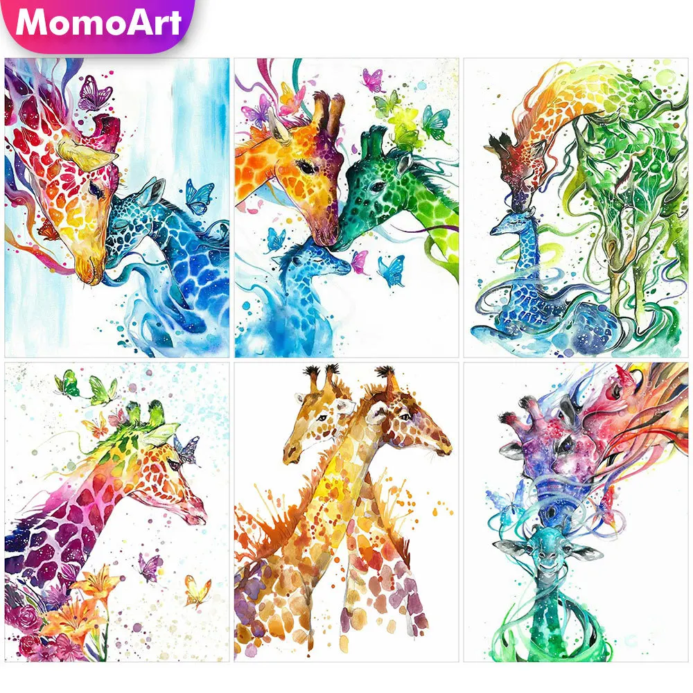 

MomoArt Алмазная вышивка, красочный жираф, алмазная живопись, животное, полная выкладка, квадратная мозаика, вышивка бисером, украшение для сте...