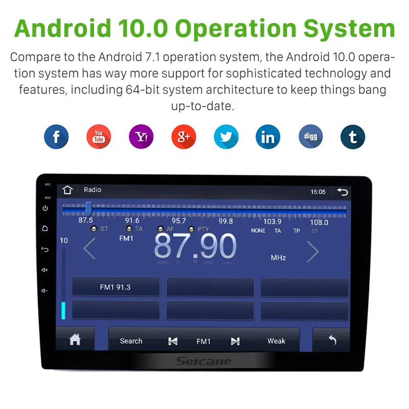 Универсальный автомобильный радиоприемник Seicane Android 10 0 2Din мультимедийный плеер