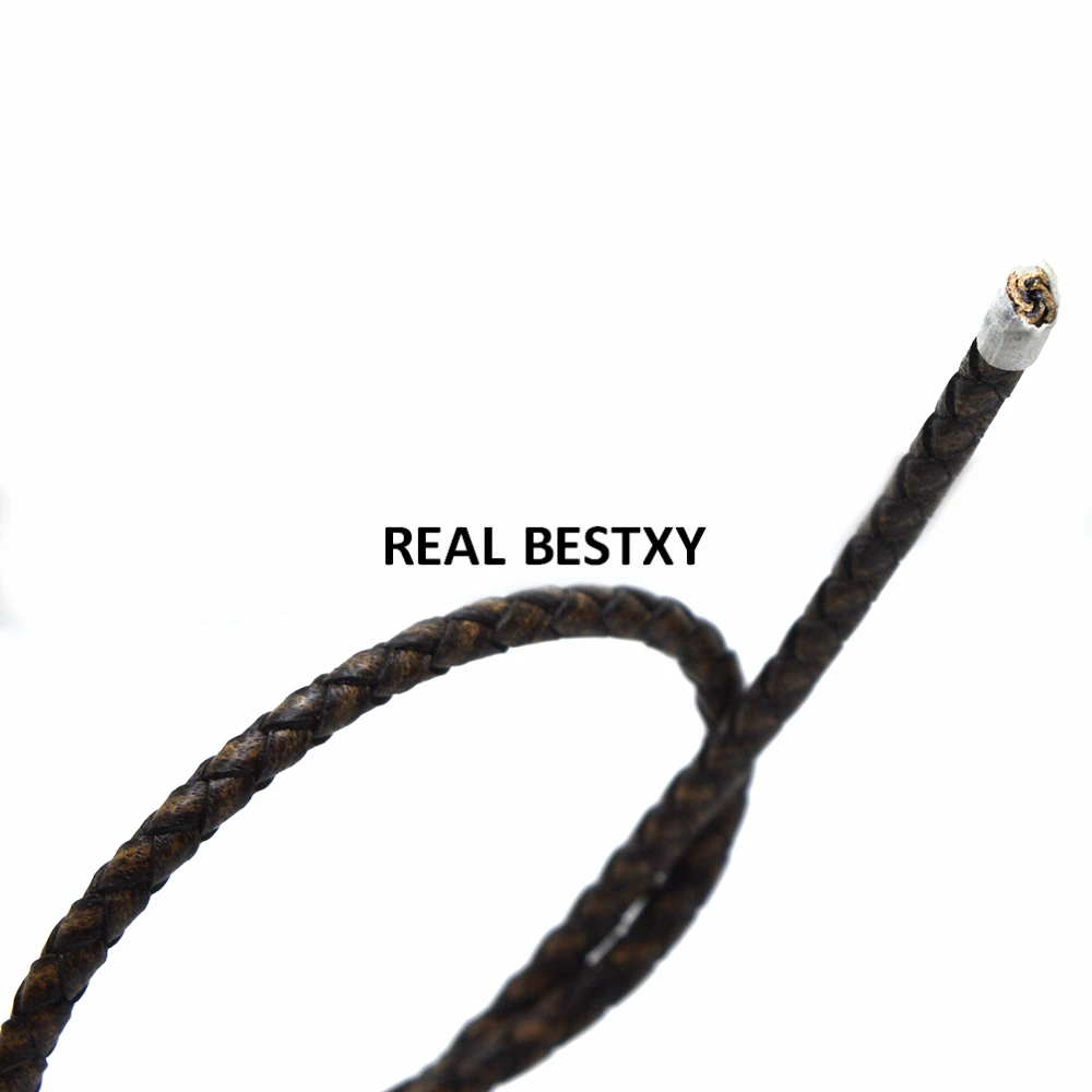 Плетеный шнур из натуральной кожи под старину 1 м около 3 мм