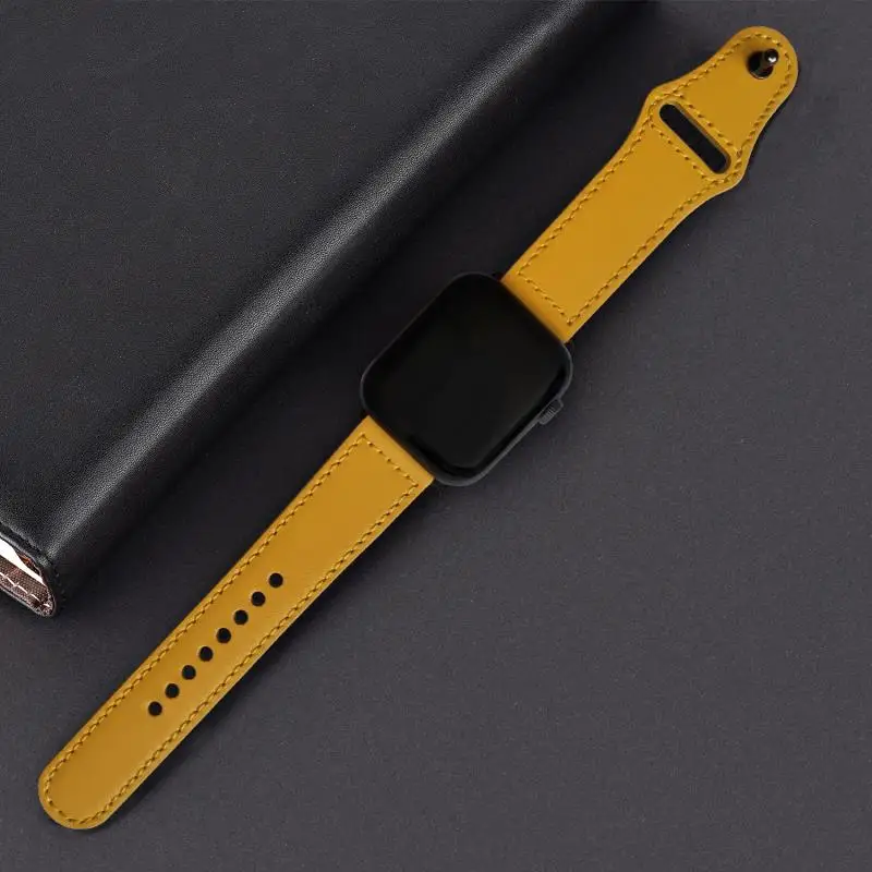 lemon yellow Для наручных часов iwatch, 44 мм 40 мм, версия 3, 2, 1 браслет аксессуары натуральная кожа петля ремешок для apple watch группа 5 4, 42 мм, 38 мм, ремешок для часов - Цвет ремешка: lemon yellow